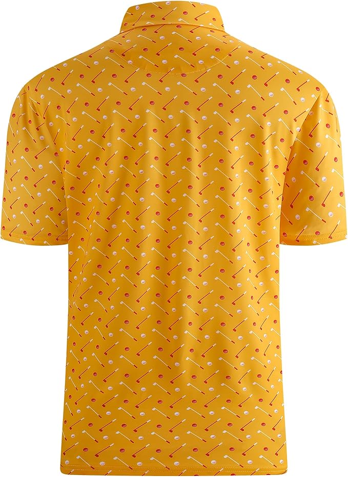 Damipow Premium Golf Shirts for Men Dry Fit Performance Polo Short Sleeve Collared Shirt