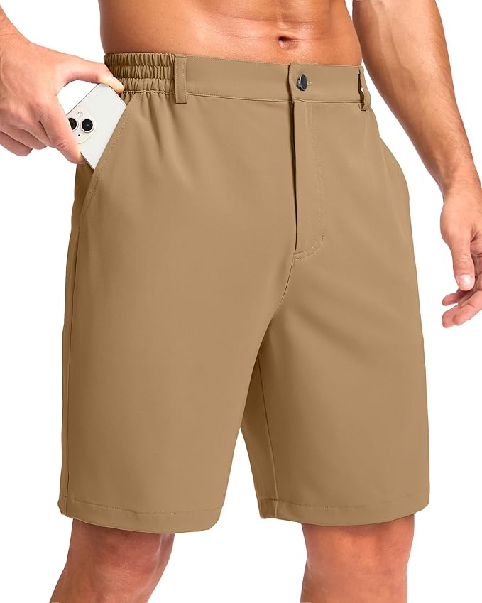 Pudolla Men's Casual Shorts 7"/9" Lightweight Golf Shorts with 3 Pockets Stretch Quick Dry Comfy Work Shorts