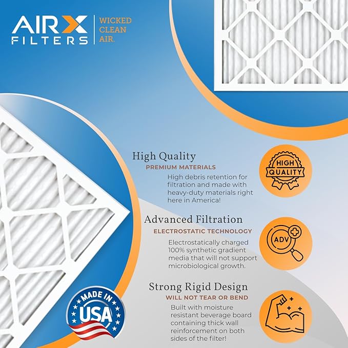 12x30x1 Air Filter MERV 11 Rating, 12 Pack of Furnace Filters Comparable to MPR 1000, MPR 1200 & FPR 7 - Made in USA by AIRX FILTERS WICKED CLEAN AIR.