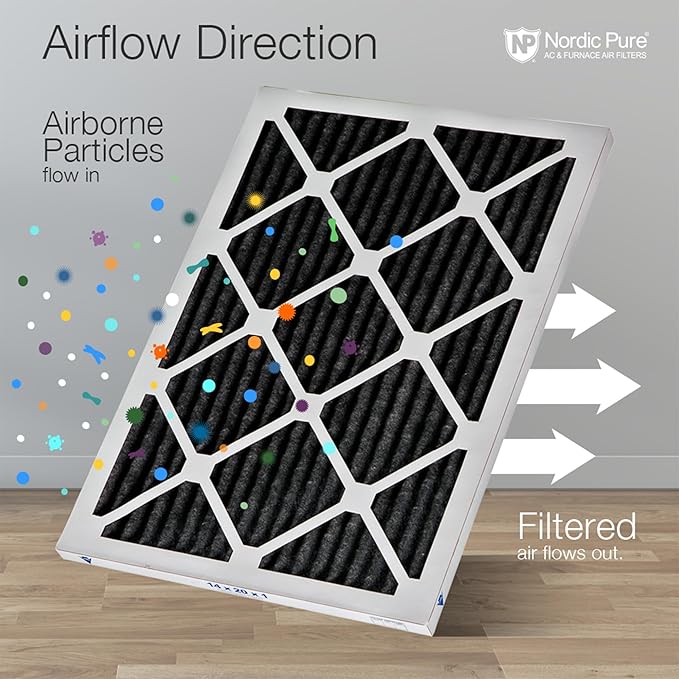 Nordic Pure 18x18x1 (Actual Size: 17 3/4 x 17 3/4 x 3/4) Pure Carbon Pleated Odor Reduction Furnace Air Filters 2 Pack