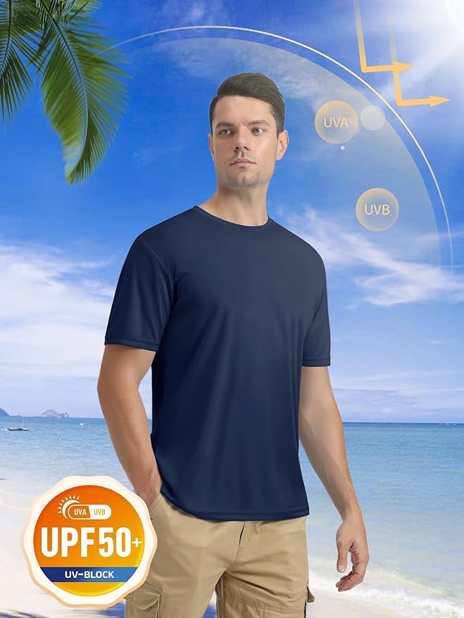 MAGCOMSEN Men's Short Sleeve UPF 50+ T-Shirt Quick Dry Rash Guard Athletic Running Swim Top Tee Performance Water Shirts