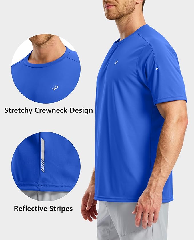 Pudolla Men's Workout Running T-Shirts Lightweight Quick Dry Athletic Gym Shirts for Men Short Sleeve Sport Tee Tops
