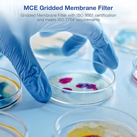 SimPure MCE Gridded Membrane Filter Sterile, 47mm Diameter and 0.45um Pore Size, Individual Pack Membrane Disc Filter, Hydrophilic Filter Paper, Pack of 1000