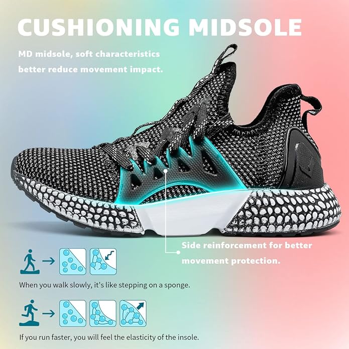 WETIKE Boy's Shoes Mesh Slip on Lightweight Running Sneakers