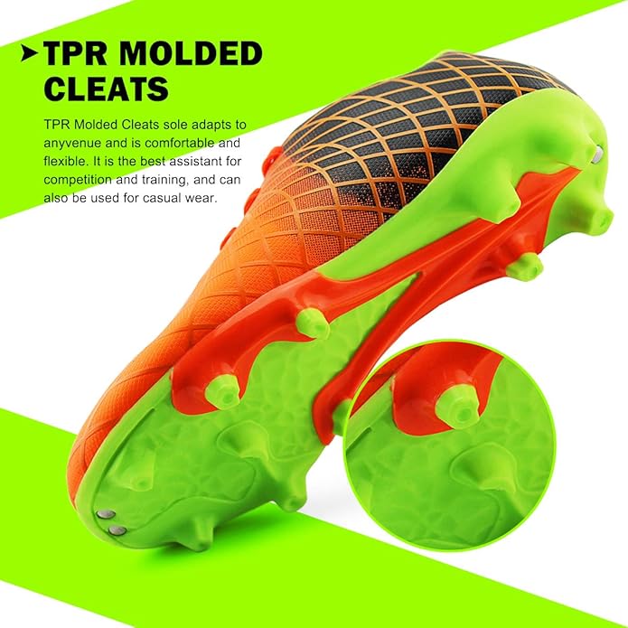 JABASIC Kids Outdoor Soccer Cleats Athletic Firm Ground Football Shoes