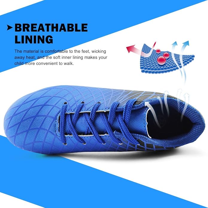 JABASIC Kids Outdoor Soccer Cleats Athletic Firm Ground Football Shoes