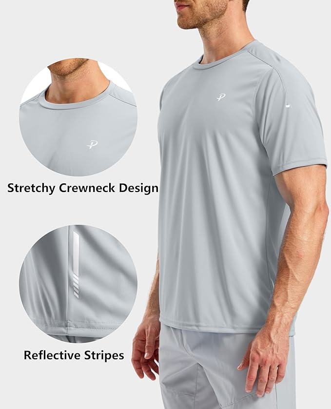 Pudolla Men's Workout Running T-Shirts Lightweight Quick Dry Athletic Gym Shirts for Men Short Sleeve Sport Tee Tops