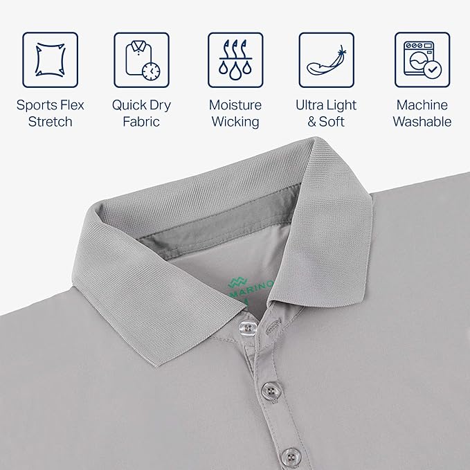 [3 Pack] Mio Marino Golf Polo Shirts for Men - Dry Fit - Ultra-Light Fabric