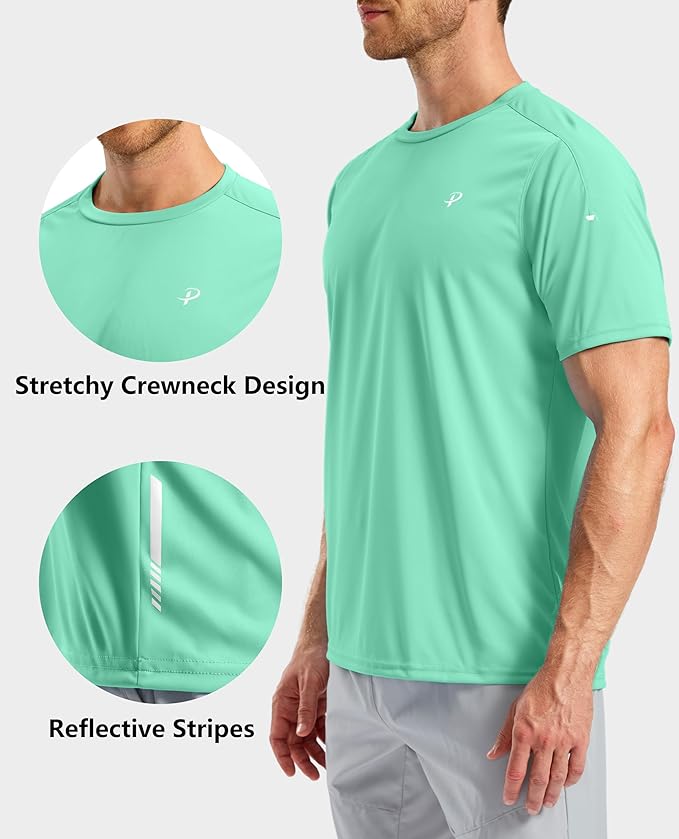 Pudolla Men's Workout Running T-Shirts Lightweight Quick Dry Athletic Gym Shirts for Men Short Sleeve Sport Tee Tops