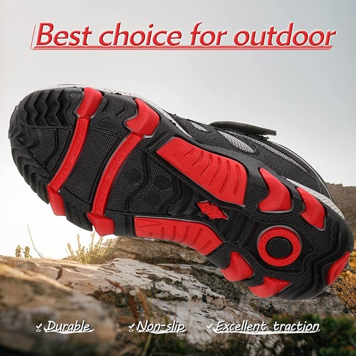 Boys Hiking Shoes Kids Sneakers Outdoor Waterproof Athletic Running Slip Resistant Comfortable (Little/Big Kids)