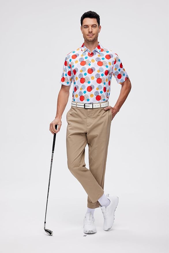 WARHORSEE Golf Polo Shirts for Men Short Sleeve Wrinkle Free 4 Way Stretch Moisture Wicking Performance Collared Tshirts