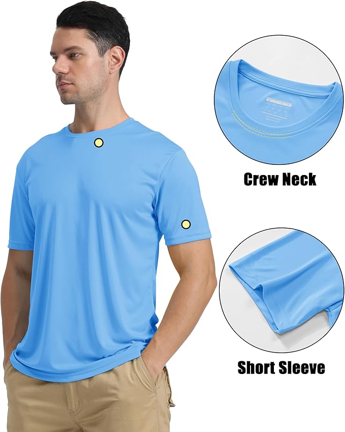 KEFITEVD Men's Short Sleeve UPF 50+ Sun Protection Shirts Quick Dry Rashguard Swim Shirt SPF Workout Fishing Athletic T-Shirt