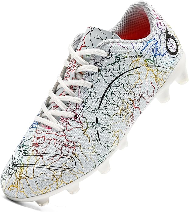 Boys' Soccer Shoes Kids Firm Ground Soccer Cleats Girls Athletic Sneakers Outdoor Turf Football Shoes for Little/Big Kid