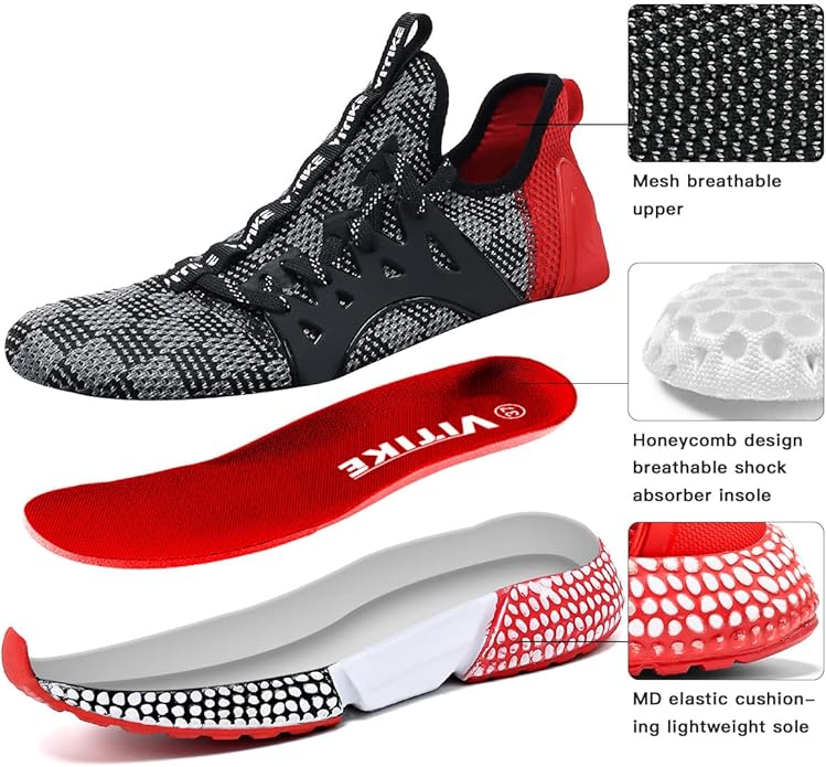 WETIKE Boy's Shoes Mesh Slip on Lightweight Running Sneakers