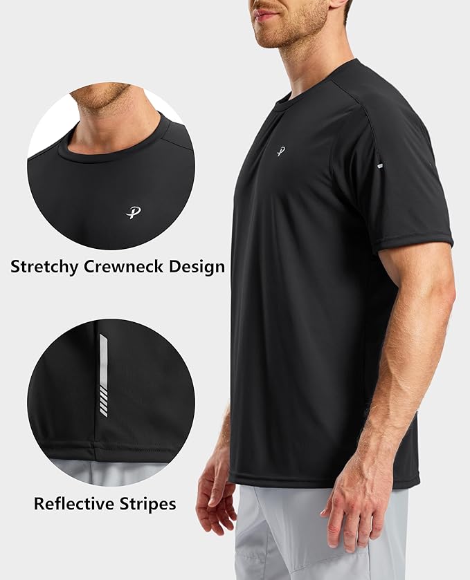 Pudolla Men's Workout Running T-Shirts Lightweight Quick Dry Athletic Gym Shirts for Men Short Sleeve Sport Tee Tops