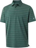 Rouen Polo Shirts for Men Dry Fit Performance Heather Stripe Golf Polo Moisture Wicking Lightweight Breathable Golf Shirts