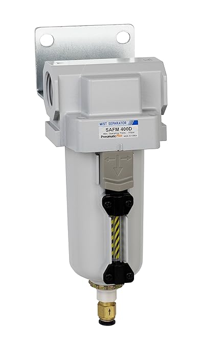 PneumaticPlus SAFM400-N06BD-MEP Compressed Air Coalescing Filter, 0.1 Micron, 3/4" NPT - Metal Bowl, Auto Drain, Bracket