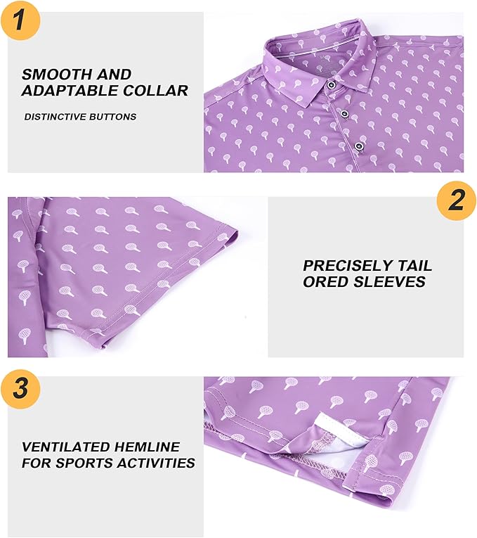 Damipow Premium Golf Shirts for Men Dry Fit Performance Polo Short Sleeve Collared Shirt