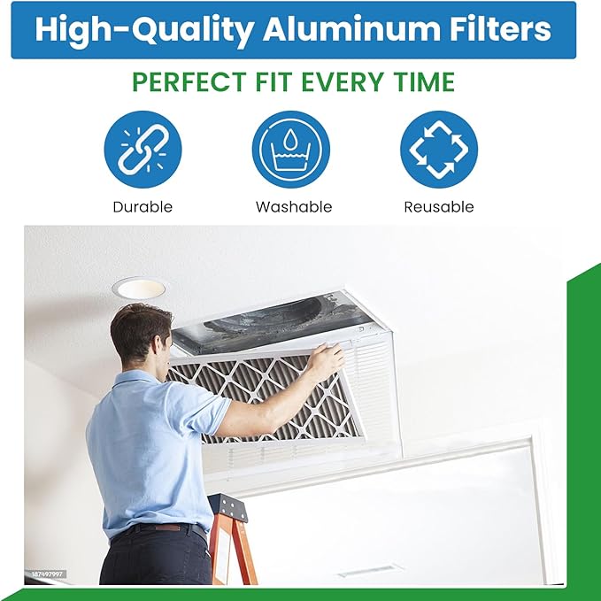 Replacement Aluminum Pre/Post Filter- 9-7/8 x 15-7/8 X 1/4 - Compatible with Honeywell Air Cleaner Models F300E1001 F300A1620 F50F1146 - (2-Pack)