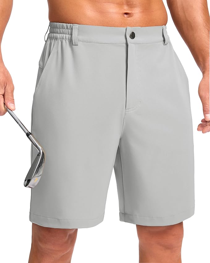 Pudolla Men's Casual Shorts 7"/9" Lightweight Golf Shorts with 3 Pockets Stretch Quick Dry Comfy Work Shorts