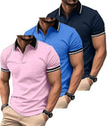 ZITY 3 Pack Men Polo Shirts Short Sleeve with Pocket Sport Wicking Shirts for Men Casual Athletic Collared T-Shirts