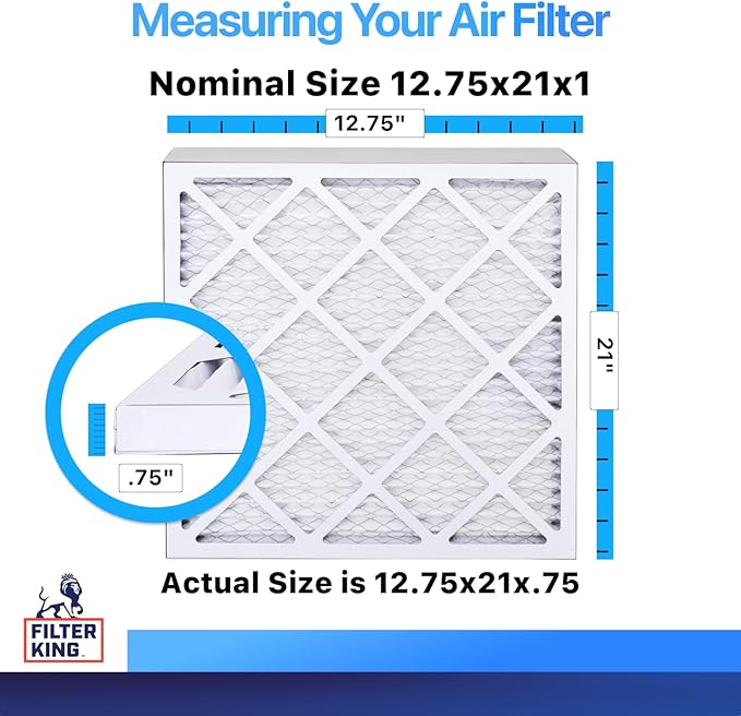 Filter King Air Filters 12.75x21x1 | 12-PACK | MERV 8 HVAC Pleated AC Furnace Filters | Air Purifier | Replacement Filters for Clean, Healthy & Fresh Environment | MADE IN USA