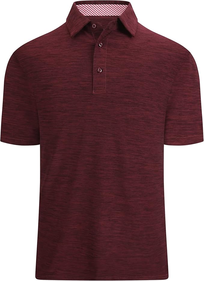 Damipow Premium Golf Shirts for Men Dry Fit Performance Polo Short Sleeve Collared Shirt