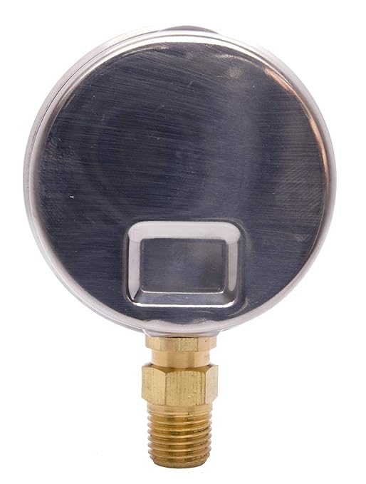 2-1/2" Oil Filled Pressure Gauge - Stainless Steel Case, Brass, 1/4" NPT, Lower Mount Connection, 0-1,000PSI