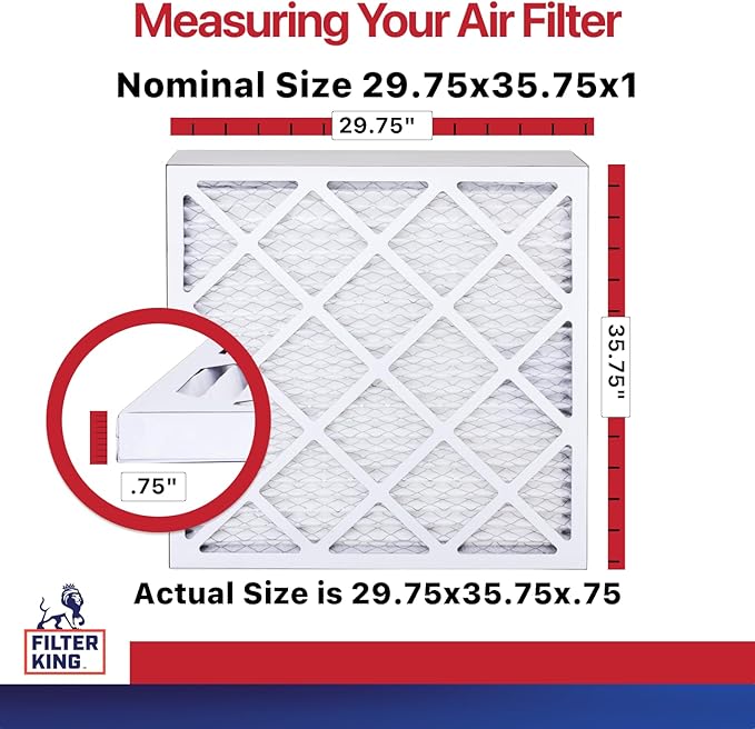 Filter King Air Filters 29.75x35.75x1 | 4-PACK | MERV 11 HVAC Pleated AC Furnace Filters | Actual Size 29.75 x 35.75 x .75"