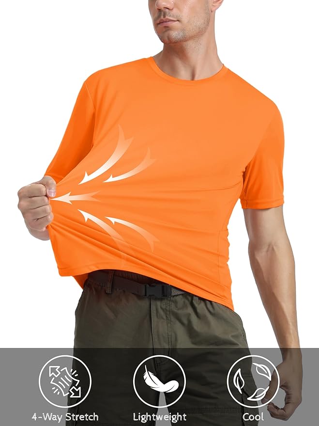 MAGCOMSEN Men's Short Sleeve UPF 50+ T-Shirt Quick Dry Rash Guard Athletic Running Swim Top Tee Performance Water Shirts