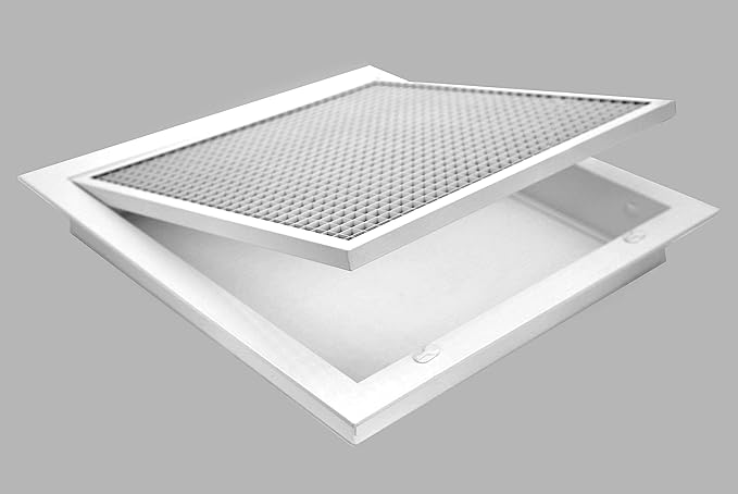 HVAC Premium 8" x 20" Cube Core Eggcrate Return Air Filter Grille for 1" Filter - Aluminum - White [Outer Dimensions: 10.5" x 22.5"]
