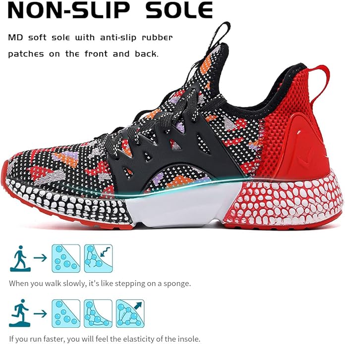 WETIKE Boy's Shoes Mesh Slip on Lightweight Running Sneakers