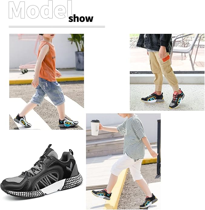 WETIKE Boy's Shoes Mesh Slip on Lightweight Running Sneakers
