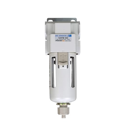 PneumaticPlus SAFM300-N03B Compressed Air Coalescing Filter, 0.1 Micron, 3/8" NPT - Poly Bowl, Manual Drain, Bracket
