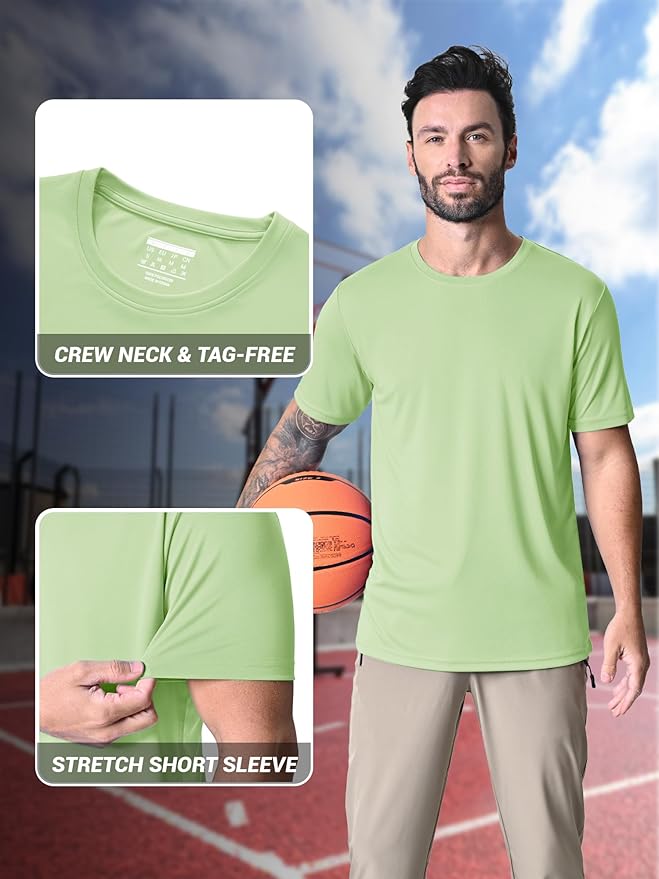 MAGCOMSEN Men's Short Sleeve UPF 50+ T-Shirt Quick Dry Rash Guard Athletic Running Swim Top Tee Performance Water Shirts