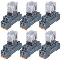 6PCS Electromagnetic Power Relay, 8-Pin 10 AMP 110/120V AC Relay Coil with Socket Base, LED Indicator, DPDT 2NO 2NC - MY2NJ [Applicable for DIN Rail System]