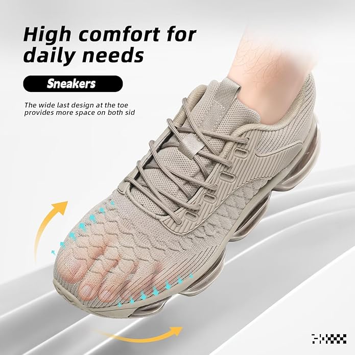 Mens Running Shoes Air Low Top Comfort Walking Lace Up Sneakers Breathable Fashion Tennis Sport Gym Fitness Cross Trainers
