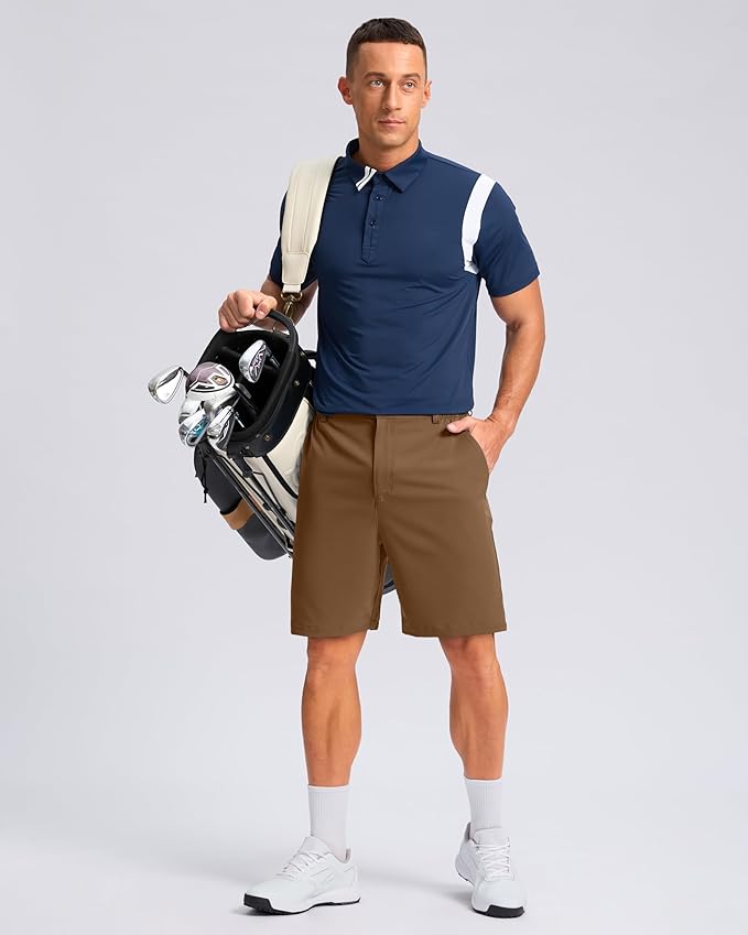 Pudolla Men's Casual Shorts 7"/9" Lightweight Golf Shorts with 3 Pockets Stretch Quick Dry Comfy Work Shorts