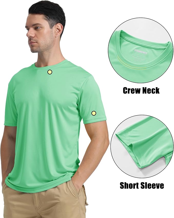 KEFITEVD Men's Short Sleeve UPF 50+ Sun Protection Shirts Quick Dry Rashguard Swim Shirt SPF Workout Fishing Athletic T-Shirt