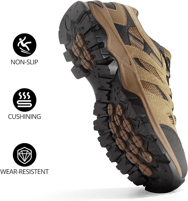CAMELSPORTS Mens Hiking Shoes Walking Shoes for Men Outdoor Leather Mesh Lightweight Trail Sneakers