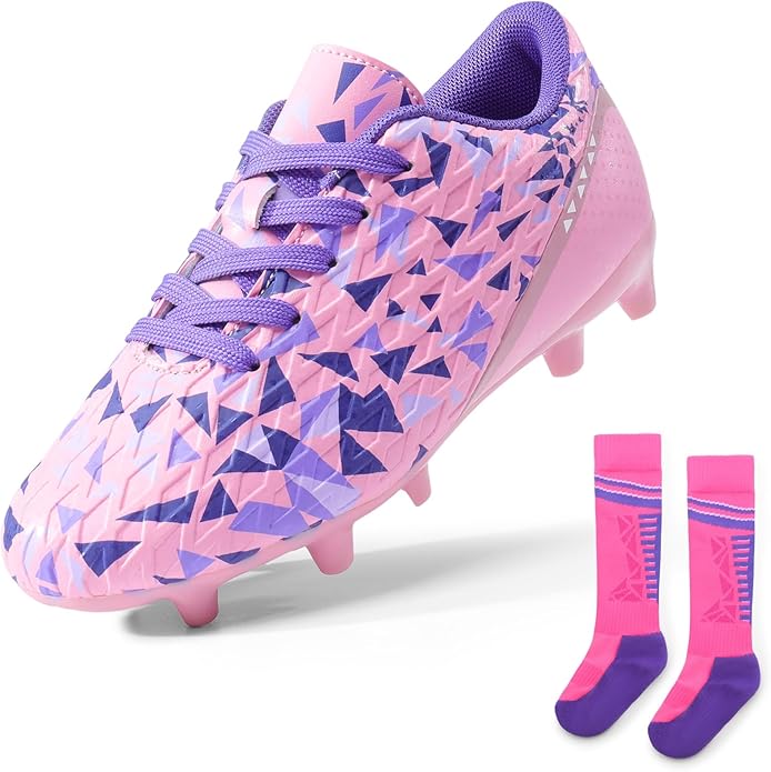 DREAM PAIRS Boys Girls Soccer Cleats Youth Firm Groud Athletic Outdoor Trainning Football Shoes for Little/Big Kid