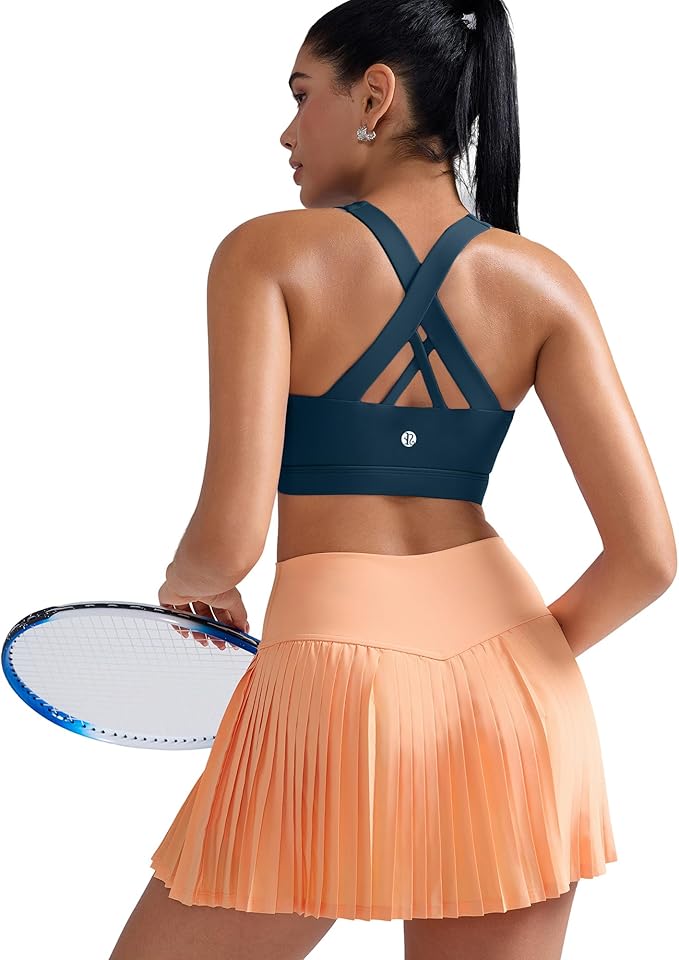 RUNNING GIRL Sports Bra for Women, Criss-Cross Back Padded Strappy Sports Bras Medium Support Yoga Bra with Removable Cups