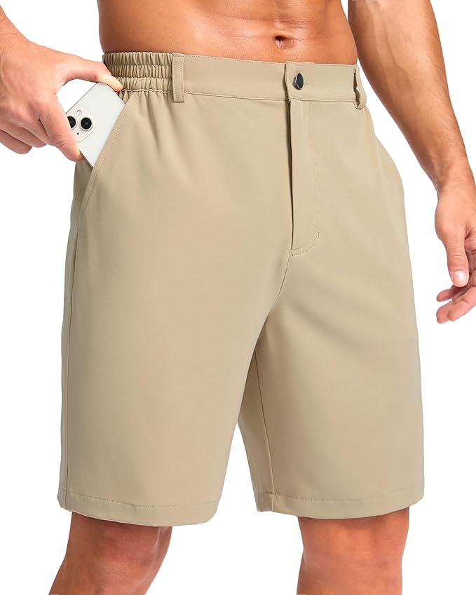 Pudolla Men's Casual Shorts 7"/9" Lightweight Golf Shorts with 3 Pockets Stretch Quick Dry Comfy Work Shorts