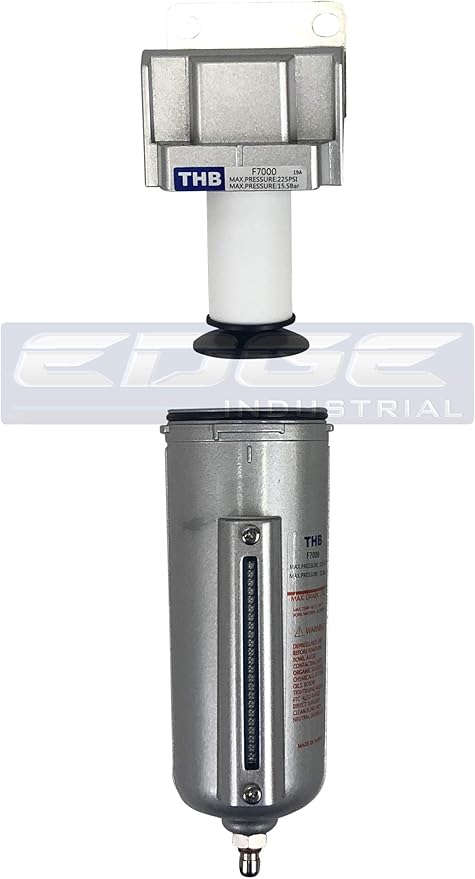 HEAVY DUTY HIGH FLOW COMPRESSED AIR IN-LINE PARTICULATE FILTER WITH METAL BOWL, 3/4" NPT PORTS, 140 CFM, VISIBLE SIGHT GLASS, 5 MICRON ELEMENT