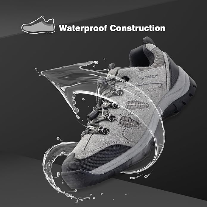 CC-Los Men's Waterproof Hiking Shoes Outdoor Comfortable Trekking Shoe Lightweight Working Sneaker