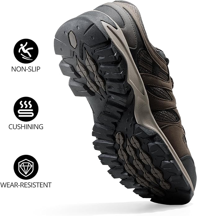 CAMELSPORTS Mens Hiking Shoes Walking Shoes for Men Outdoor Leather Mesh Lightweight Trail Sneakers