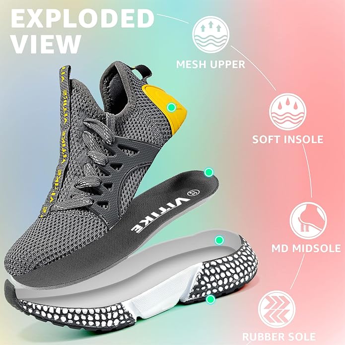 WETIKE Boy's Shoes Mesh Slip on Lightweight Running Sneakers