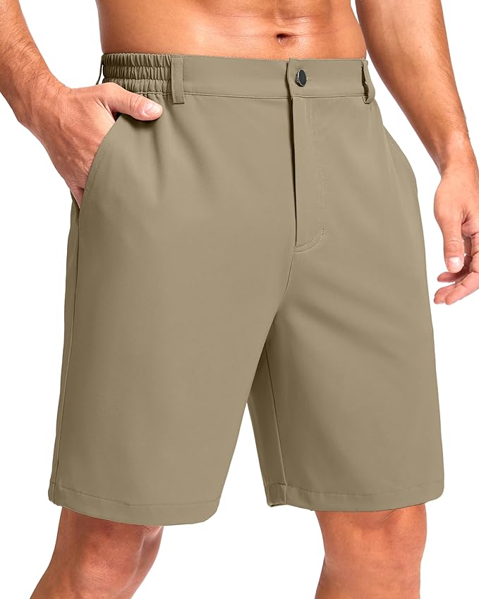 Pudolla Men's Casual Shorts 7"/9" Lightweight Golf Shorts with 3 Pockets Stretch Quick Dry Comfy Work Shorts