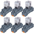 6PCS Electromagnetic Power Relay, 8-Pin 10 AMP 12V DC Relay Coil with Socket Base, LED Indicator, DPDT 2NO 2NC - MY2NJ [Applicable for DIN Rail System]