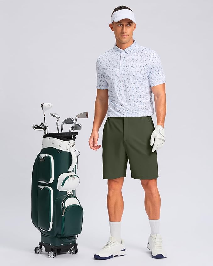 Pudolla Men's Casual Shorts 7"/9" Lightweight Golf Shorts with 3 Pockets Stretch Quick Dry Comfy Work Shorts